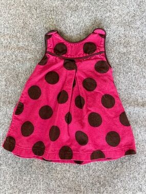 Baby Boden Pink Dress with Brown Polka Dots